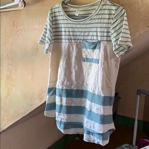 New Blue and Tan Striped Shirt